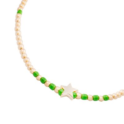 Imagen 2 del producto Pulsera Plata Esterlina 925 Estrella Verde Bañado Oro 14kt