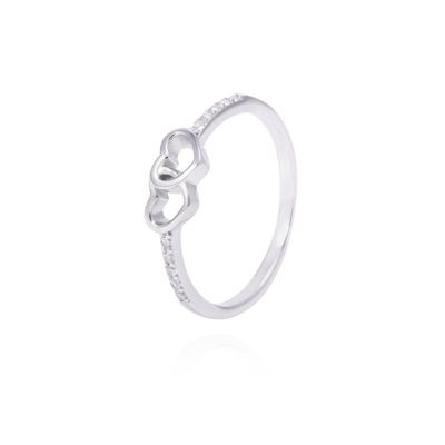 Anillo Plata Esterlina Corazones Entrelazados con Circonita