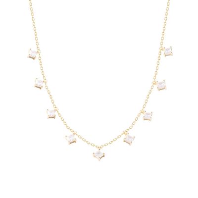 Imagen 2 del producto Collar Revestido en Oro 18kt Choker 9 Circones Colgantes