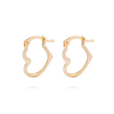 Aros Oro Amarillo 18kt Argolla Forma Corazón