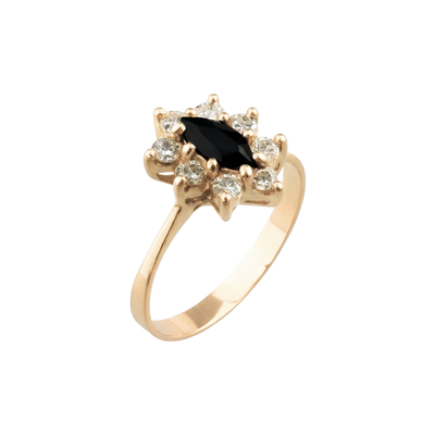 Anillo Oro 18kt Platino Roseta Marquise Circonitas