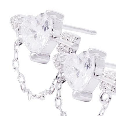 Imagen 2 del producto Aros de Plata Esterlina Corazón Circonita mas Cadena