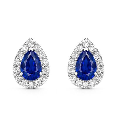 Aros de Plata Esterlina 925 Gota Zafiro con Circonita