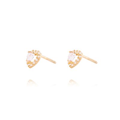 Imagen 2 del producto Aros de Oro de 18kt Corazón de Circón
