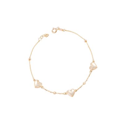 Pulsera de Oro 18kt Trío Corazones