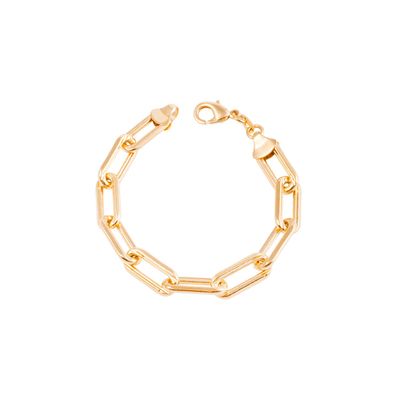 Pulsera Plata Esterlina 925 Eslabón Grueso Bañado Oro 14kt
