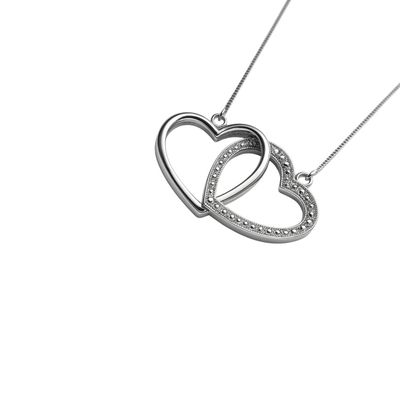 Imagen 2 del producto Collar Oro Blanco 18kt Corazones Entrelazados