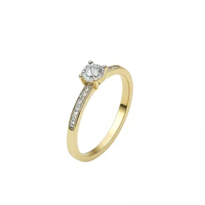 Anillo Oro Amarillo 18kt Circonita Central 4MM