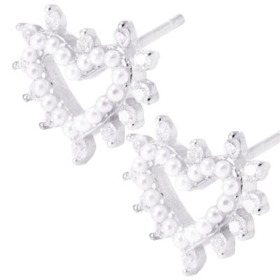 Imagen 2 del producto Aros de Plata Esterlina Corazón Perla mas Circonita