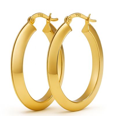 Aros Oro 18kt  Argolla Lisa Biselada