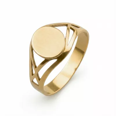 Anillo Oro 18kt Sello Redondo Calado