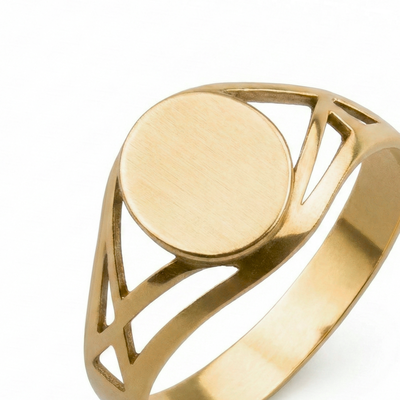 Imagen 2 del producto Anillo Oro 18kt Sello Redondo Calado