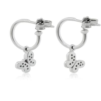 Imagen 2 del producto Aros de Plata Esterlina 925 Argollas Circonita Mariposa