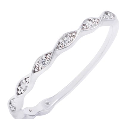 Imagen 2 del producto Anillo de Plata Esterlina Trenzado Circonita