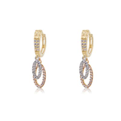 Imagen 2 del producto Aros de Oro 18kt Argollas Tricolor Labrada