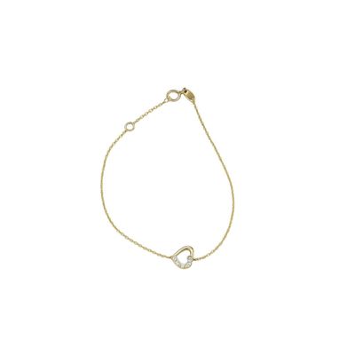 Pulsera Oro Amarillo 18kt Corazón 1/2 circonita