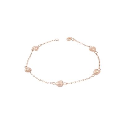 Pulsera Oro Miel 18kt Corazones