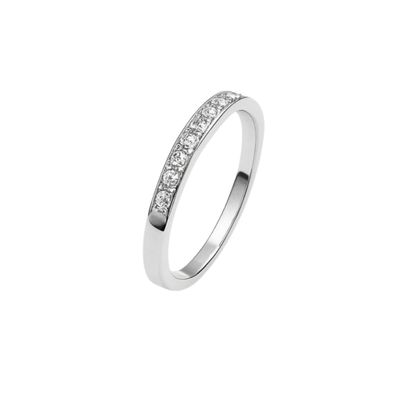 Anillo Oro Blanco 18kt Medio Riel Circonita