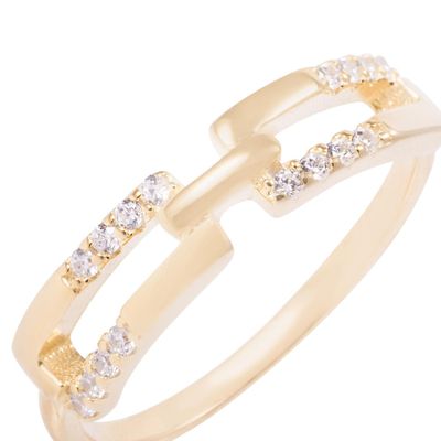 Imagen 2 del producto Anillo Revestido en Oro 18kt Eslabones con Circonita