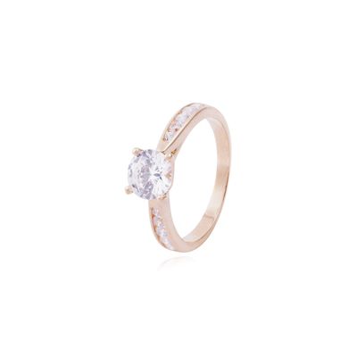 Anillo en Oro Miel 18kt Destello en Circón