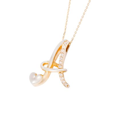 Imagen 2 del producto Collar Oro Blanco 18kt Letra A Diamante 7 Pts