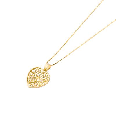 Imagen 2 del producto Colgante de Oro 18kt Corazon Calado Circon