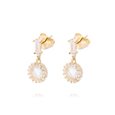 Aros Revestidos en Oro 18kt Colgantes Círculos con Circonita