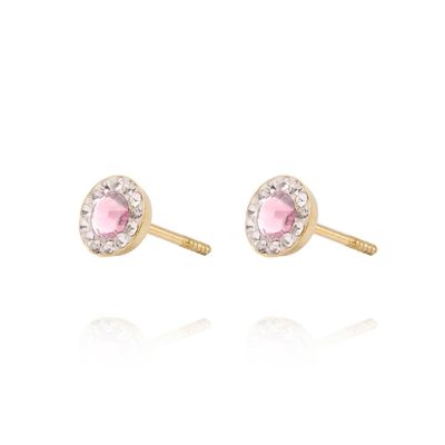 Imagen 2 del producto Aros de Oro 18kt Circulo Rosa Francia 5mm