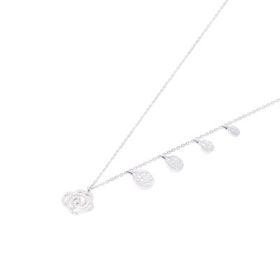 Collar Oro Blanco 18kt Rosa y Diamantes 15 Pts