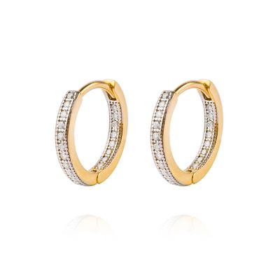 Aros de Oro 18kt Argollas con Circon de Riel AUB