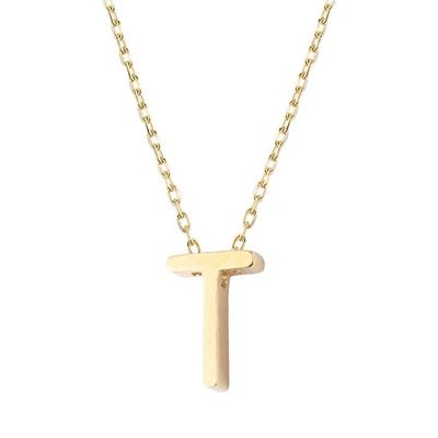 Imagen 2 del producto Collar de Plata Esterlina 925 Letra T Lisa Revestido en Oro 18kt