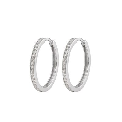 Aros Plata Esterlina 925 Argollas Grandes XL con Circonita