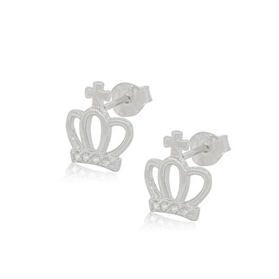 Imagen 2 del producto Aros de Plata Esterlina 925 Corona Cruz