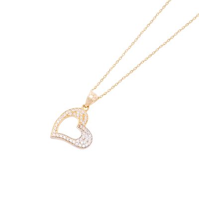 Imagen 2 del producto Colgante de Oro 18kt Corazón Bicolor Circonita