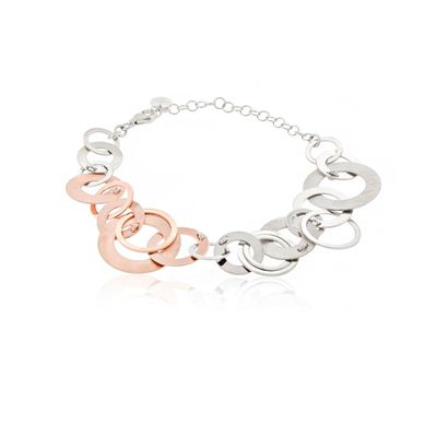 Imagen 2 del producto Pulsera de Plata Esterlina 925 Argollas Bicolor