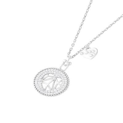 Collar de Plata Esterlina 925 Circulo Corazon Circon