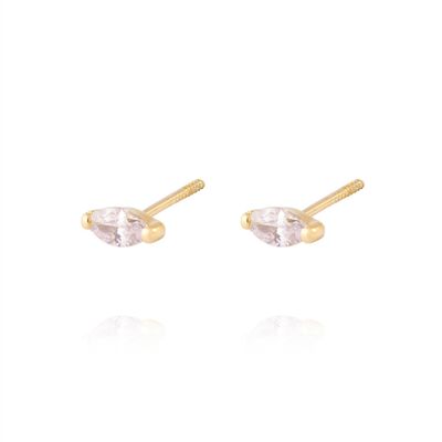 Imagen 2 del producto Aros de Oro 18kt Medio Circon Ovalado 3mm