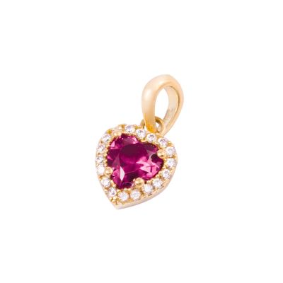 Colgante de Oro 18kt Corazón Circonita-Rubí