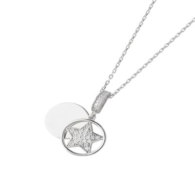 Collar de Plata Esterlina 925 Estrella Circulo