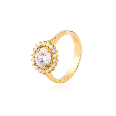 Anillo de Plata Esterlina 925 Girasol Revestido en Oro 18kt