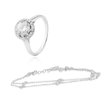 Conjunto Plata Esterlina 925 Flor y Corazones