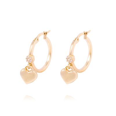 Imagen 1 del producto Aros Oro Amarillo 18kt Corazones Colgantes