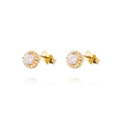 Aros de Oro 14kt Circonita Destellante 4mm