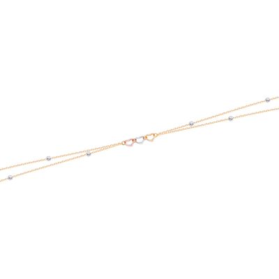 Imagen 2 del producto Pulsera de Oro 18kt Corazones Tricolores y Bolitas