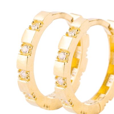 Imagen 2 del producto Aros de Oro 18kt Argollas Circon 12 mm 9330