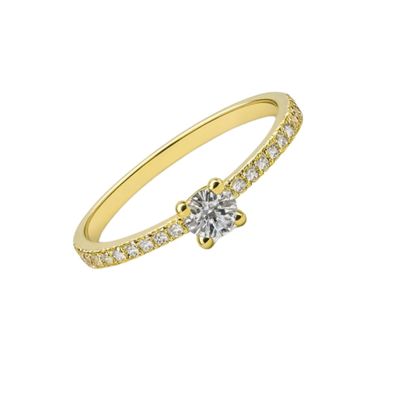 Imagen 2 del producto Anillo Oro Amarillo 14kt Circonita Central 4MM cuatro grifas