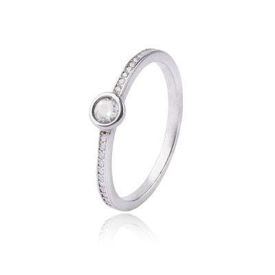 Anillo de Plata Esterlina 925 Punto de Luz Circon