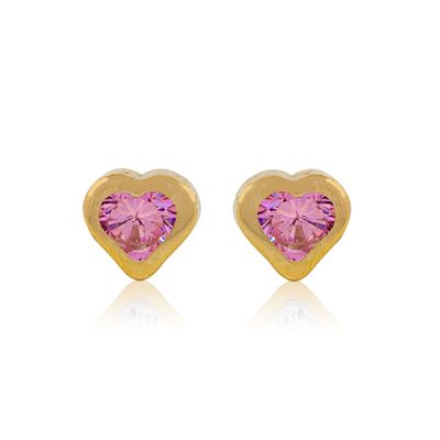 Aros de Oro 18kt Corazón de Rosa Francia