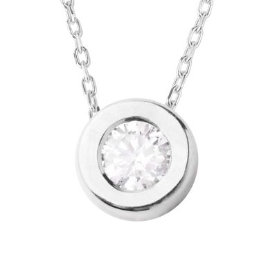 Imagen 2 del producto Collar de Oro Blanco 18kt Diamante Punto Luz 10pts Corte Brillante