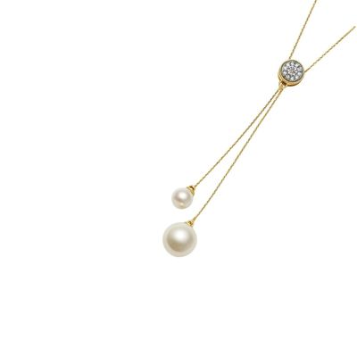 Imagen 2 del producto Collar Oro Amarillo 18kt Circonita- Perlas Colgantes